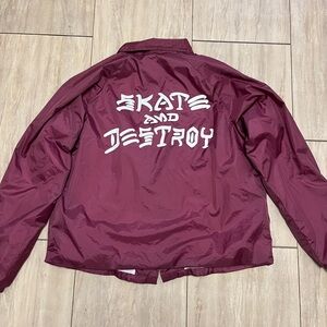 Skate and Destroy burgundy THRASHER Coach Jacket Large